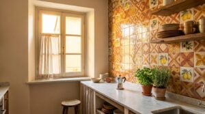 In questa piccola cucina, questa copertura murale fino al soffitto cambia tutto: la lezione da imitare